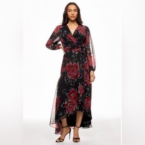 Hutch Black Floral Sheer Overlay Dress